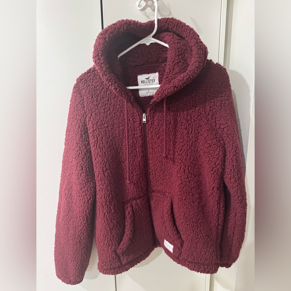 Hollister Maroon Fleece Jacket